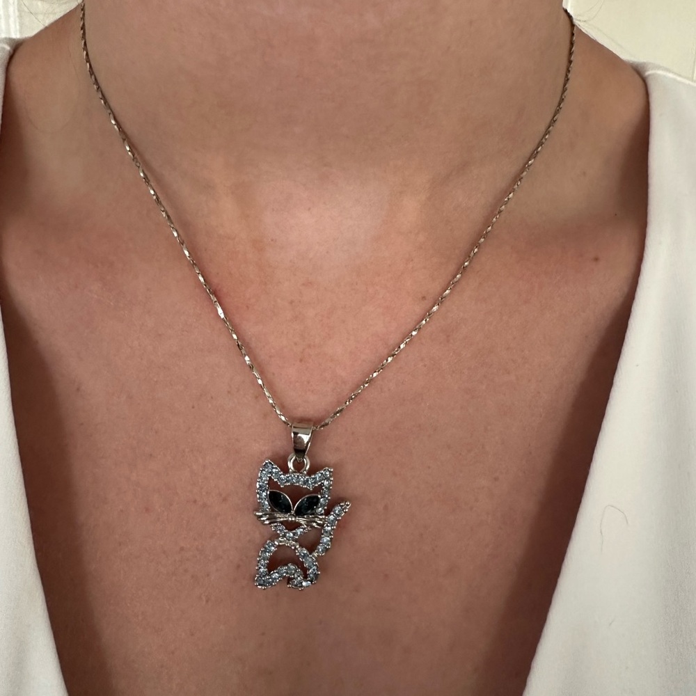 Silver Cat Pendant Necklace